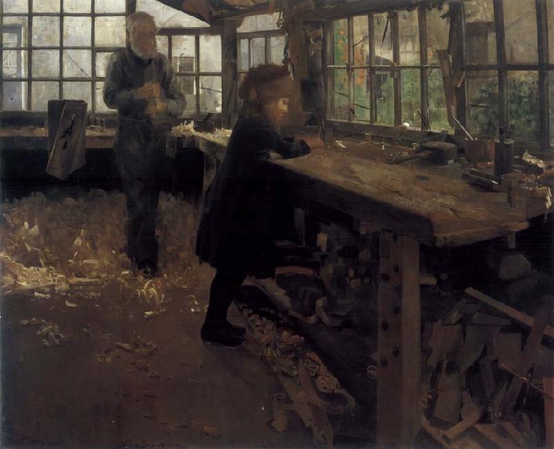 William Stott of Oldham Grandfather-s Workshop oil painting picture